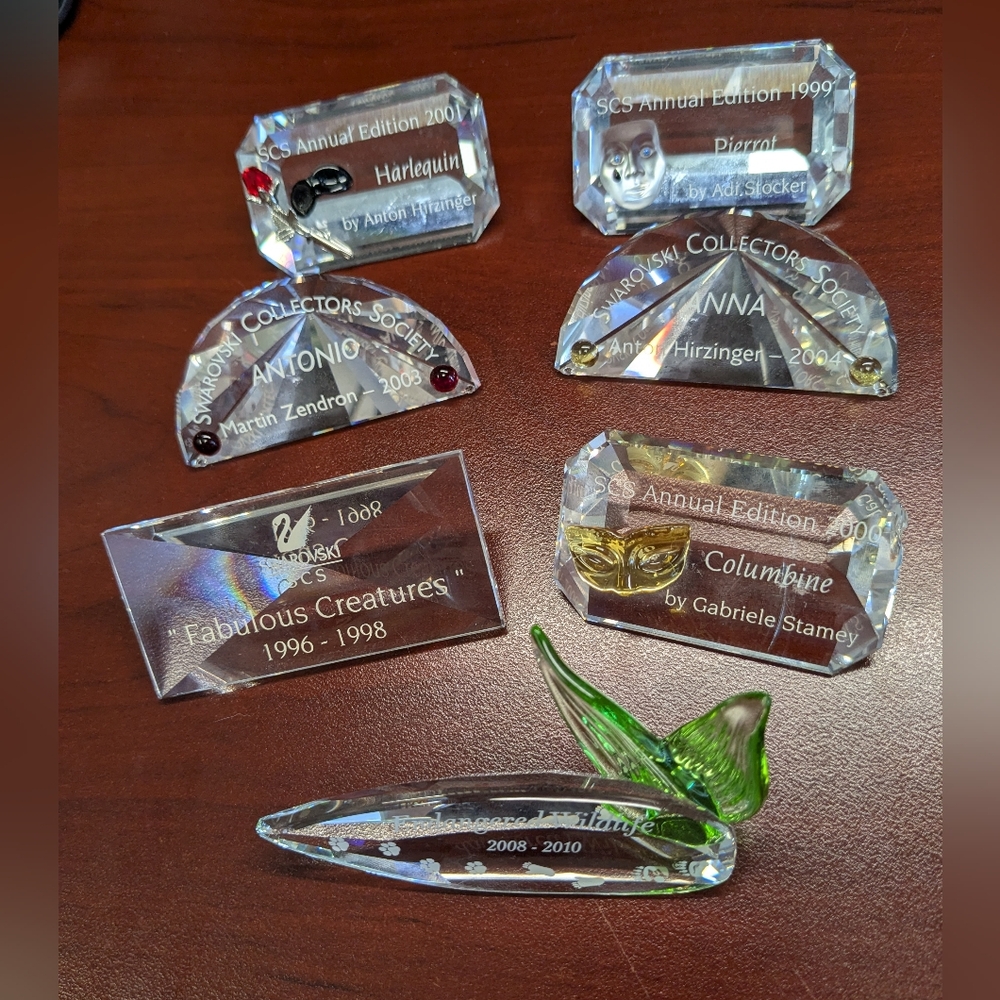 7 Swarovski Crystal Collectors Society Annual Edition Plaques